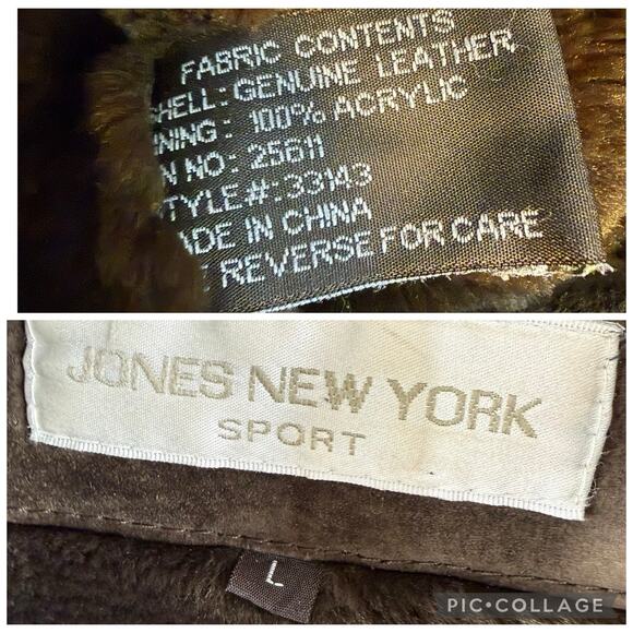 Vintage Jones New York Sport Brown Suede Faux Fur Coat Large Hooded Penny Lane - Picture 12 of 15